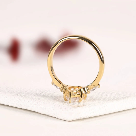 Marquise Cut side Moissanite Diamond Engagement Ring - View 2