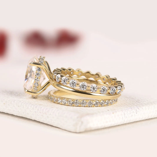 Oval Cut with Two Infinity Bands Lab Diamond Bridal Ring Set - View 2