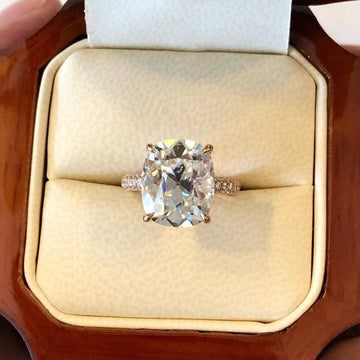 Halo Cushion Cut Lab Diamond Pave Engagement Ring