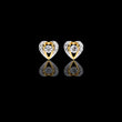 Heart Shaped Moissanite Diamond Stud Earrings with Round Center Stone and Pave Accents