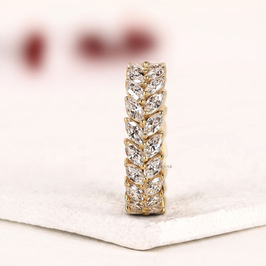 Marquise Cut Moissanite Diamond Full Eternity Wedding Band - View 2