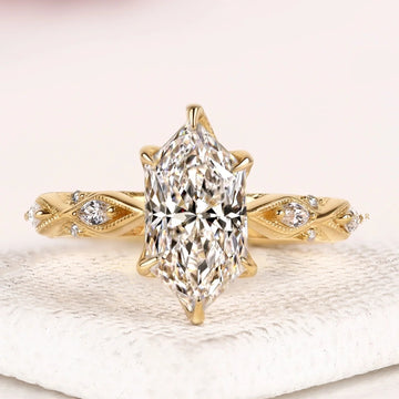 Marquise Cut Lab Diamond Vintage Inspire Filigree Ring