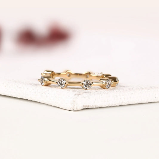 Round Brilliant Moissanite Diamond Eternity Style Ring - View 2
