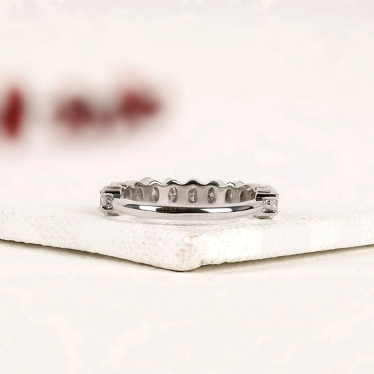 Oval Cut Moissanite Diamond Half Eternity Band - View 2