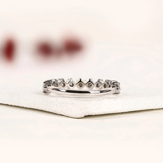 Round Cut Moissanite Diamond Half Eternity Band - View 2