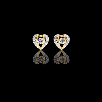 Heart Shaped Lab Diamond Stud Earrings with Round Center Stone and Pave Accents