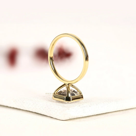 Asscher Cut Moissanite Diamond Bezel Set Solitaire Engagement Ring - View 2