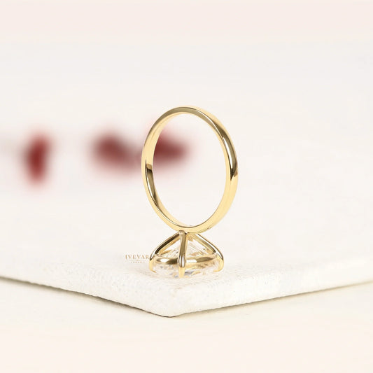 Oval Cut Moissanite Diamond Solitaire Ring with Cathedral Setting - View 2
