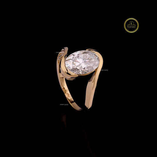 Oval Cut Lab Diamond Open Bypass Promise Ring - View 2