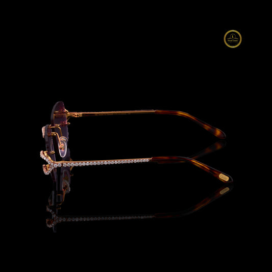 Custom Round Diamond Sunglasses Luxury Rimless Designer Eye wear