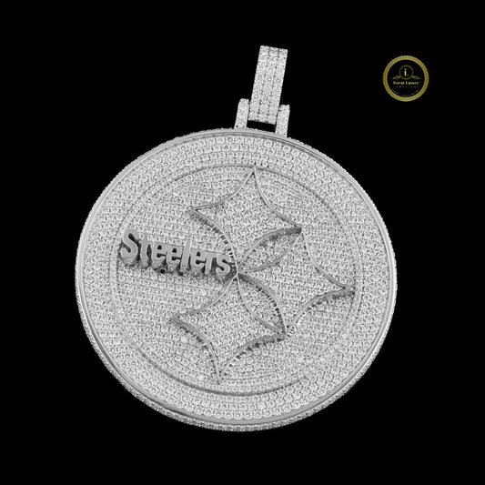 Custom Steelers Moissanite Diamond Medallion Pendant VVS Clarity White Gold Iced Out Fan Jewelry By Ivevar