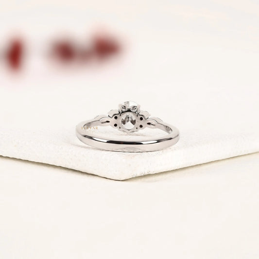 Oval Cut Lab Diamond With Marquise Side Stones - View 2