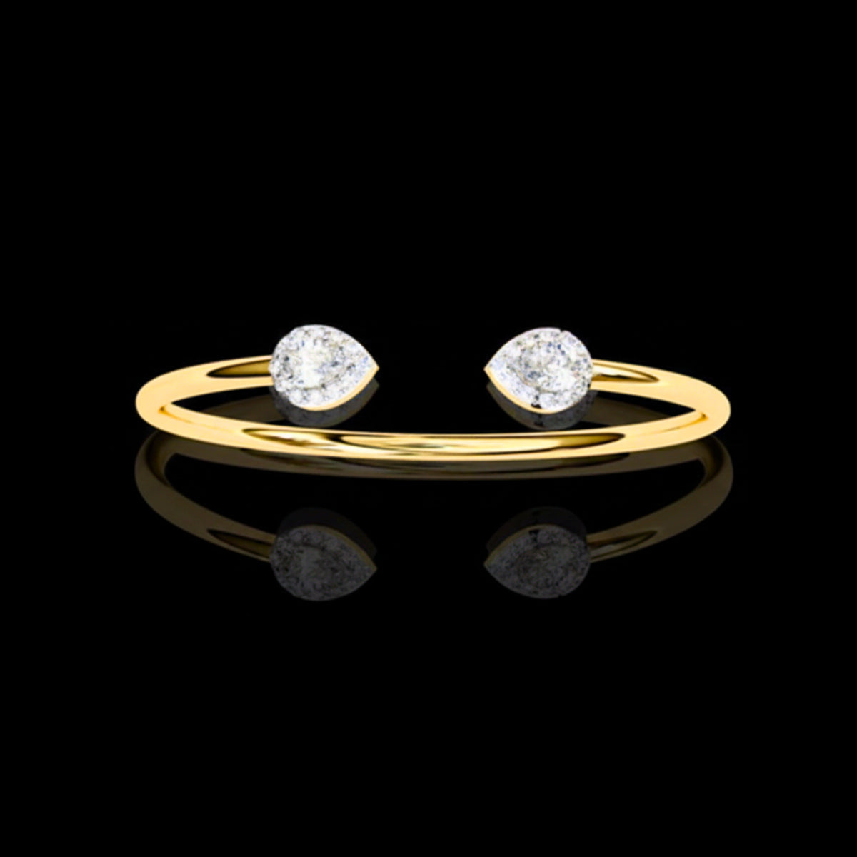 Pear Cut Moissanite Diamond Contemporary Bypass Bangle