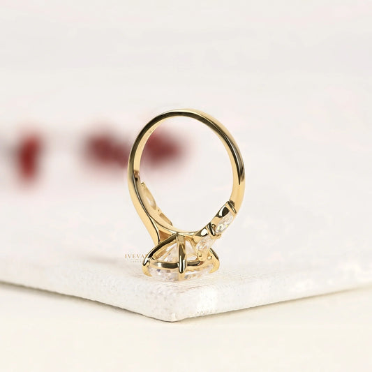Oval Cut Moissanite Diamond Five Stone Floral Ring - View 2