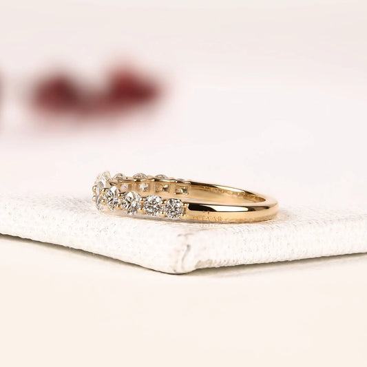 Oval Cut Moissanite Diamond Half Eternity Wedding Band - View 2