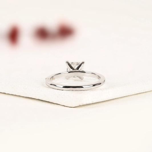 Princess Cut Lab Diamond Solitaire Engagement Ring with Four-Prong Setting - View 2