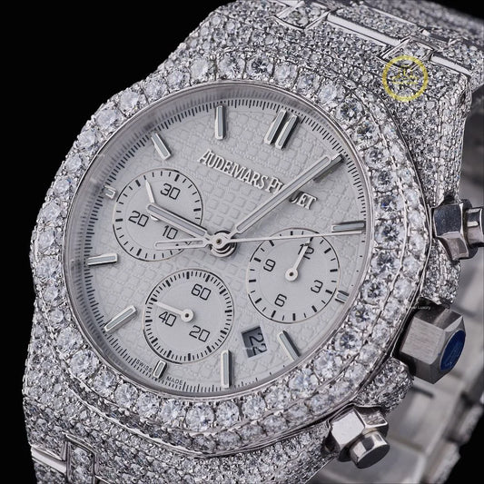Full Iced-Out white Octagonal Bezel Custom Watch By Ivevar Luxury