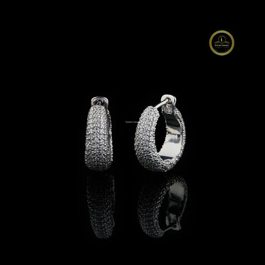 Round Lab Diamond Snowflake Cluster Starburst Stud Earrings with Micro Pavé Flower - View 2