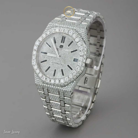 Luxury Iced Out Skeleton Watch Moissanite Diamond Men's Watch by IVEVAR