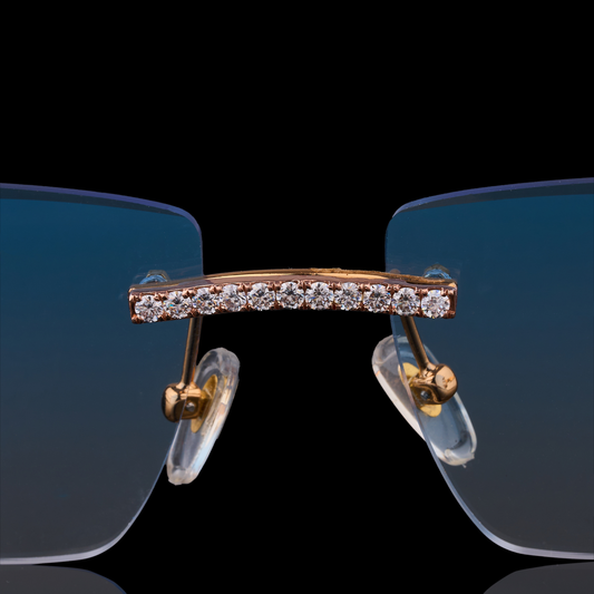 Iced Out Custom Diamond Sunglasses with Blue Rimless Lenses By Ivevar