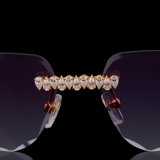 Custom Pear Cut Diamond Sunglasses Rimless Luxury Eye wear