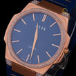 Rose Gold Blue Face Diamond Bezel Blue Strap Luxury Watch - View 2
