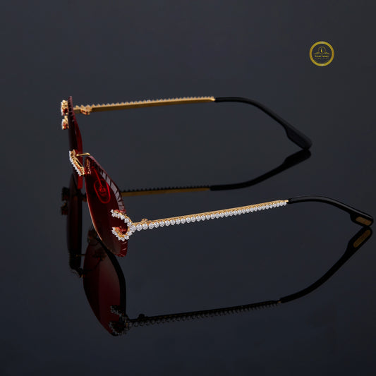 Custom Diamond Sunglasses Luxury Gold Frame Rimless Designer Eye wear