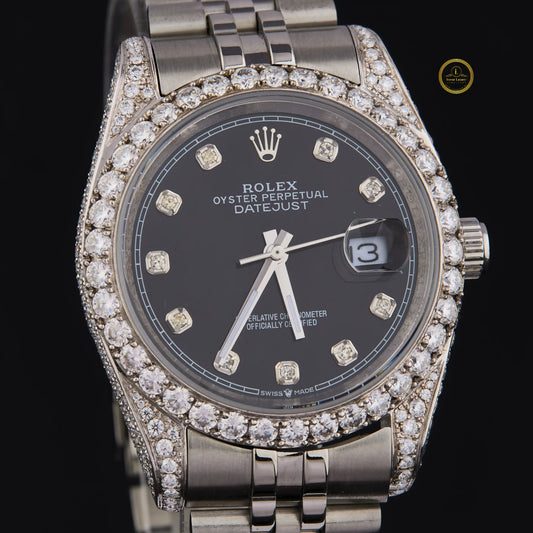 Luxury watch with diamond-studded bezel 