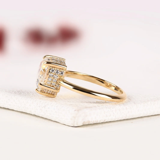 Heart Cut Lab Diamond Triple Halo Engagement Ring - View 2