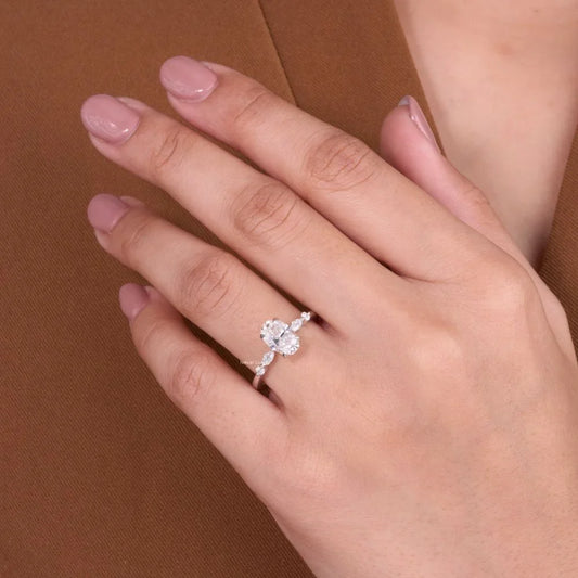 Oval Cut Lab Diamond Solitaire Ring - View 2