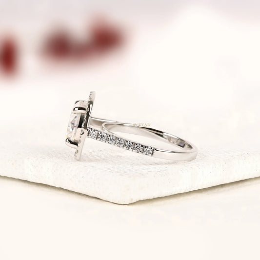 Round Cut Moissanite Diamond Cushion Halo Engagement Ring - View 2