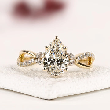 Pear Cut Lab Diamond Infinity Twist Engagement Ring