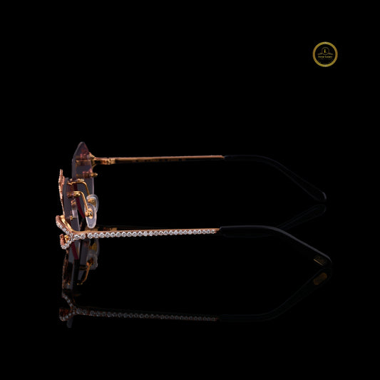 Designer Custom Diamond Sunglasses Gold Frame Statement Style