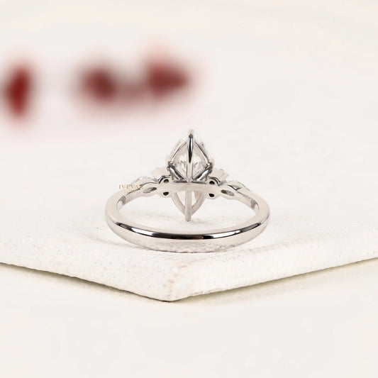 Marquise Cut Moissanite Diamond Engagement Ring - View 2