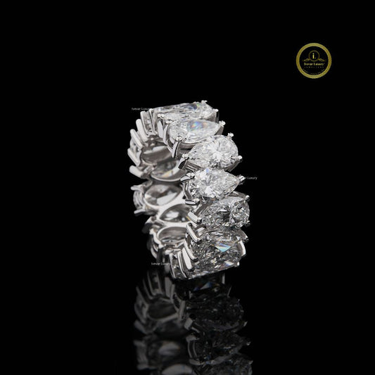 Pear Cut Lab Diamond Eternity Wedding Band - View 2