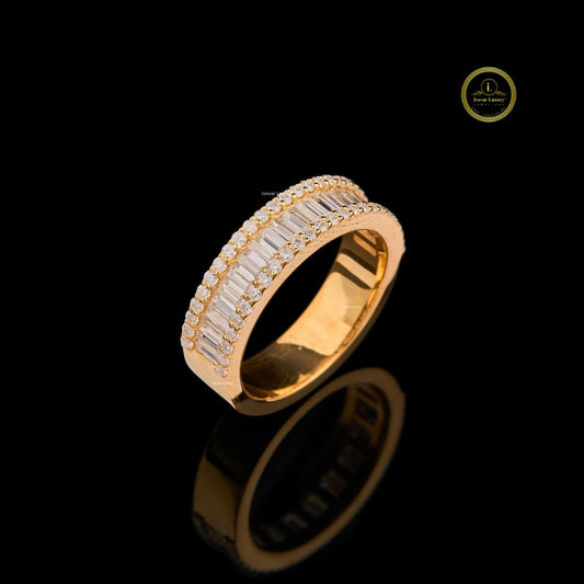 Triple Row Baguette Moissanite Diamond Wedding Band For Her - View 2