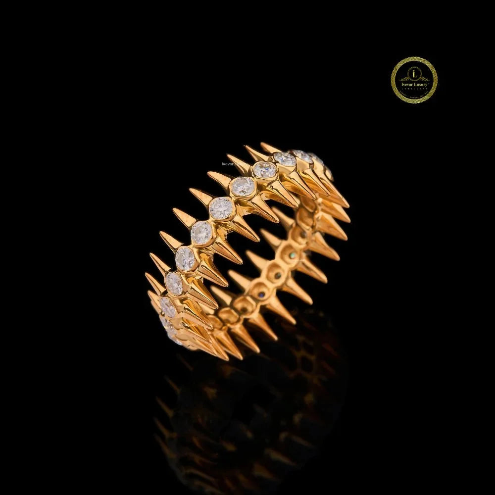 Spiked Bezel Set Round Moissanite Diamond Eternity Ring - View 2