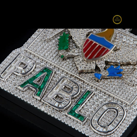 Custom Iced-Out Statement Pendant with Lab Diamond Detailing and Enamel Accents By Ivevar