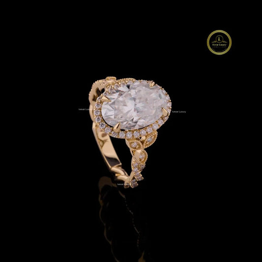 Oval Halo Lab Diamond Engagement Ring Twisted Rope Band - View 2