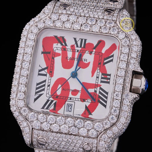 A Striking Diamond-Set Watch with Custom Dial and Full Iced-Out Watch
