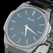 Men's Silver Stainless Steel Watch with Teal Dial and Diamond Bezel - View 2