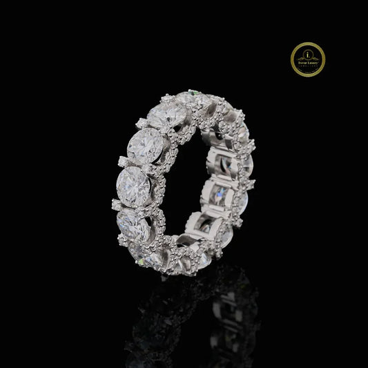 Round Cut Moissanite Diamond Statement Eternity Band - View 2