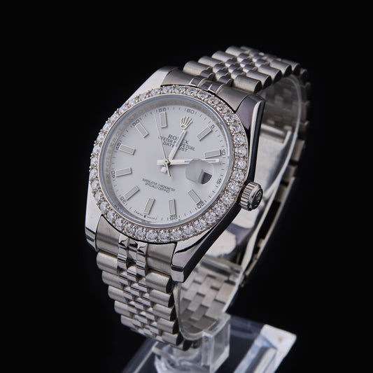 IVEVAR Date-Just Iced Out Watch - Dual Tone Moissanite Diamond Roman Dial Men's Watch