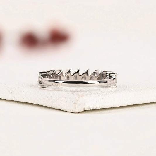Pear Cut Moissanite Diamond Half Wedding Band - View 2