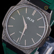 Rose Gold Diamond Bezel Green Strep Watch - View 2