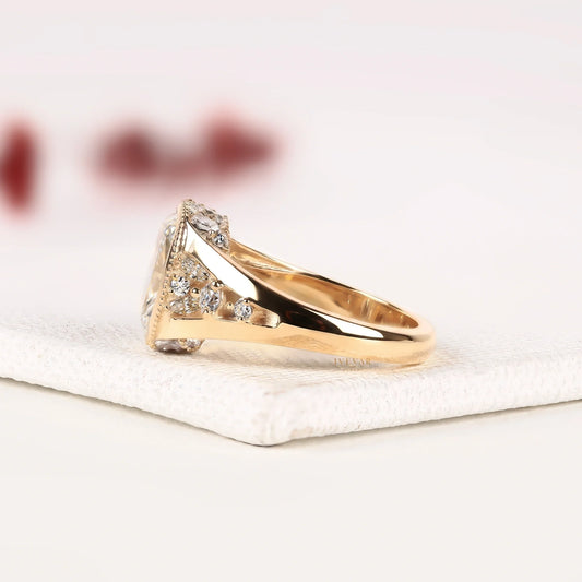 Cushion Cut Bezel Moissanite Diamond Split Shank Ring - View 2