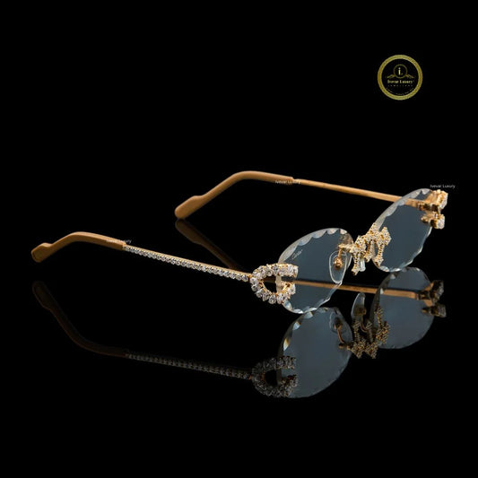 Pear Cut Diamond Crown Royale Elite Rimless Shades Luxury Statement Collection