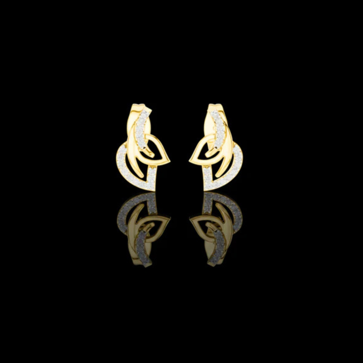 Interwoven Curve Round Lab Grown Diamond Earrings with Sparkle