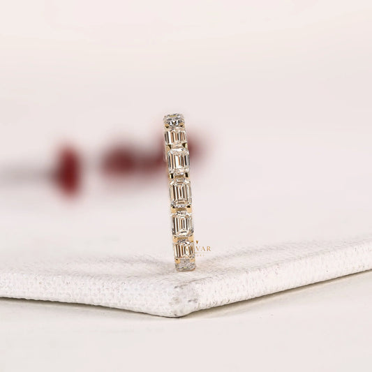 Emerald Cut Lab Diamond Eternity Wedding Bands - View 2