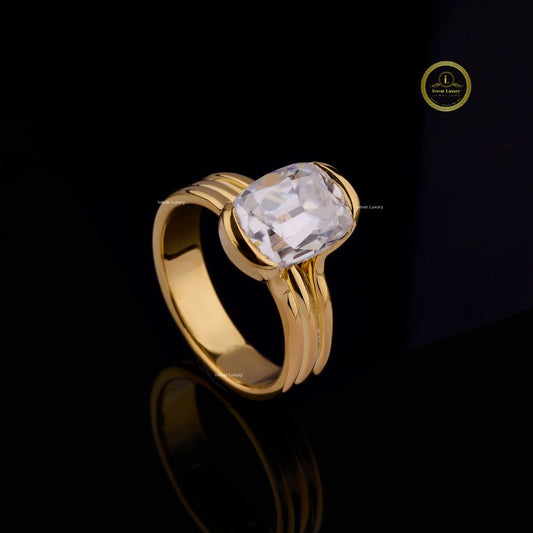 Elongated Cushion Bezel Solitaire Moissanite Diamond Ring - View 2